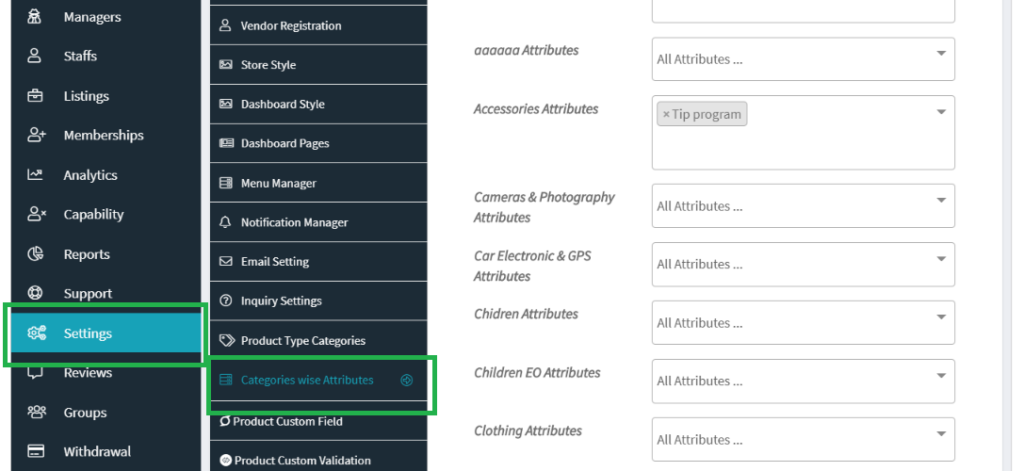 Attributes | WCFM Documentation