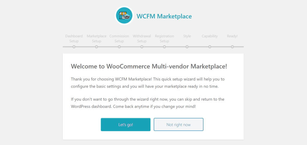 WCFM marketplace setting wizard overview